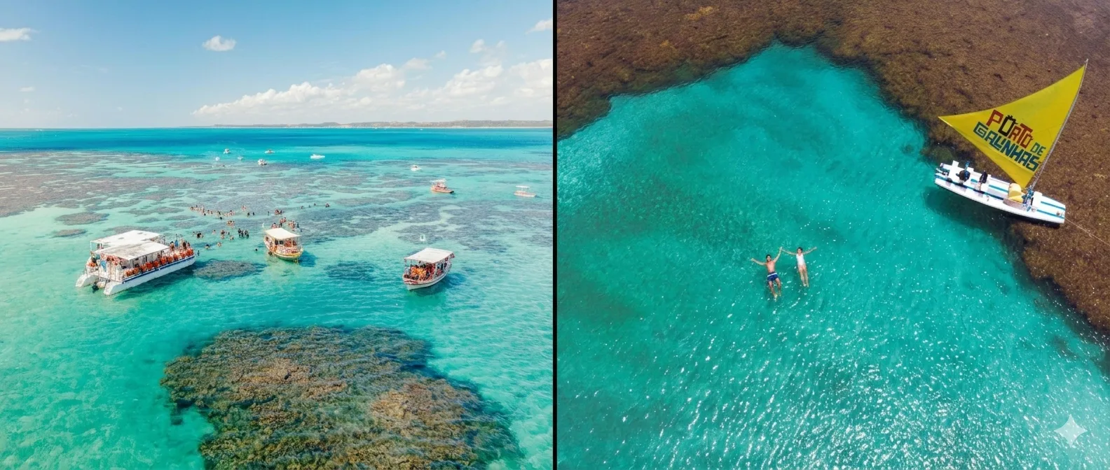 Porto de Galinhas ou Maragogi comparação entre piscinas naturais, mar azul e destinos de praia no Nordeste
